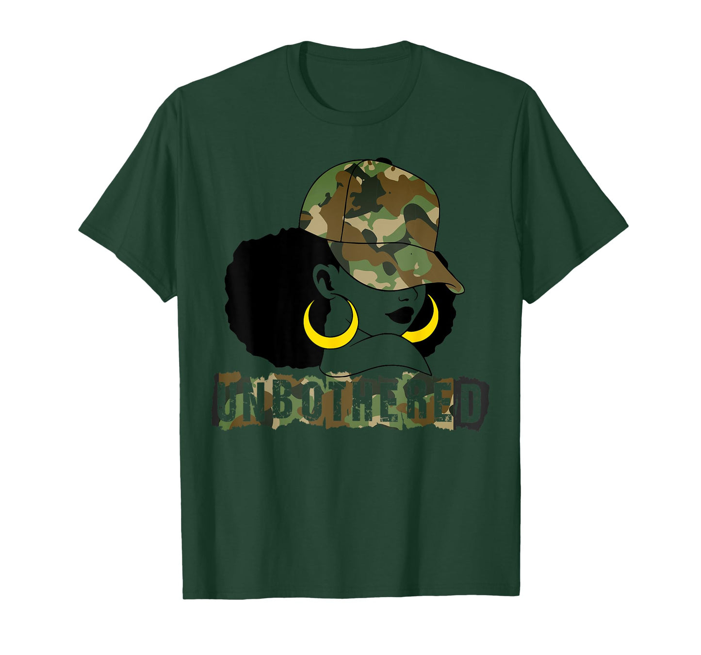 Unbothered Black Woman Camo Camouflage Melanin Black History T-Shirt
