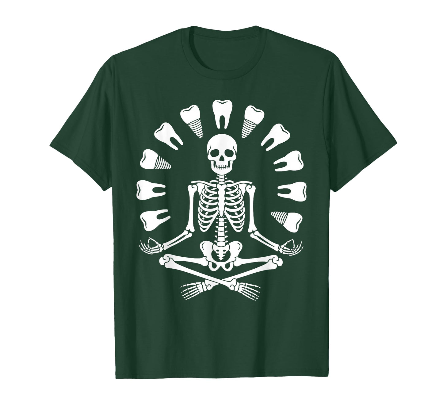 Funny Skeleton Yoga Dentist Tooth Dental Hygienist Halloween T-Shirt