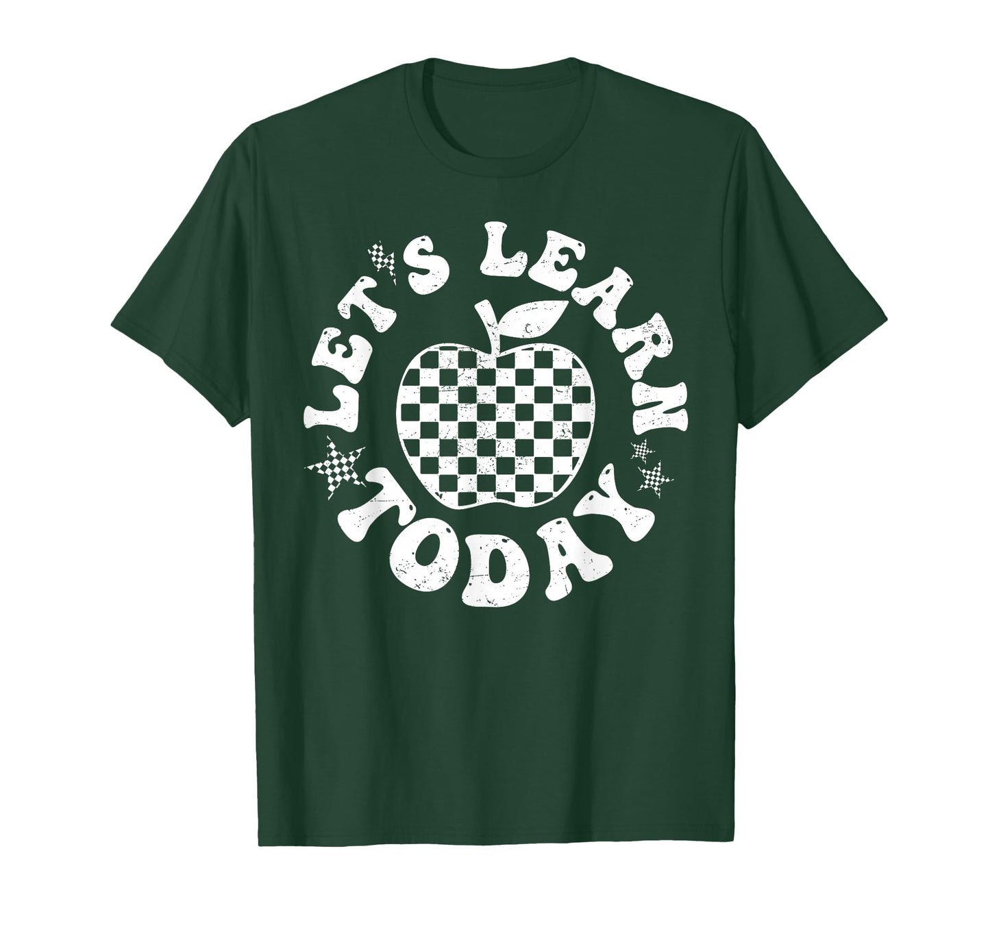 Let's Learn Today Checkered Apple Back To School Teacher T-Shirt