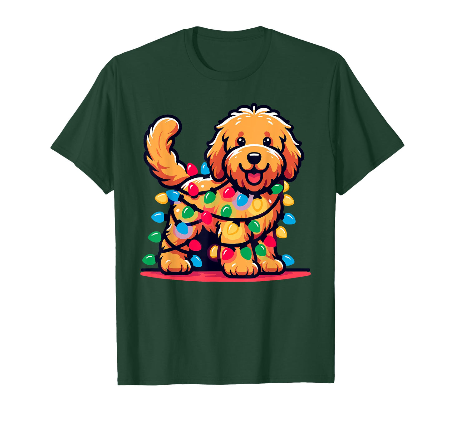 Goldendoodle Christmas Tree Xmas Lights Golden Doodle Dog T-Shirt