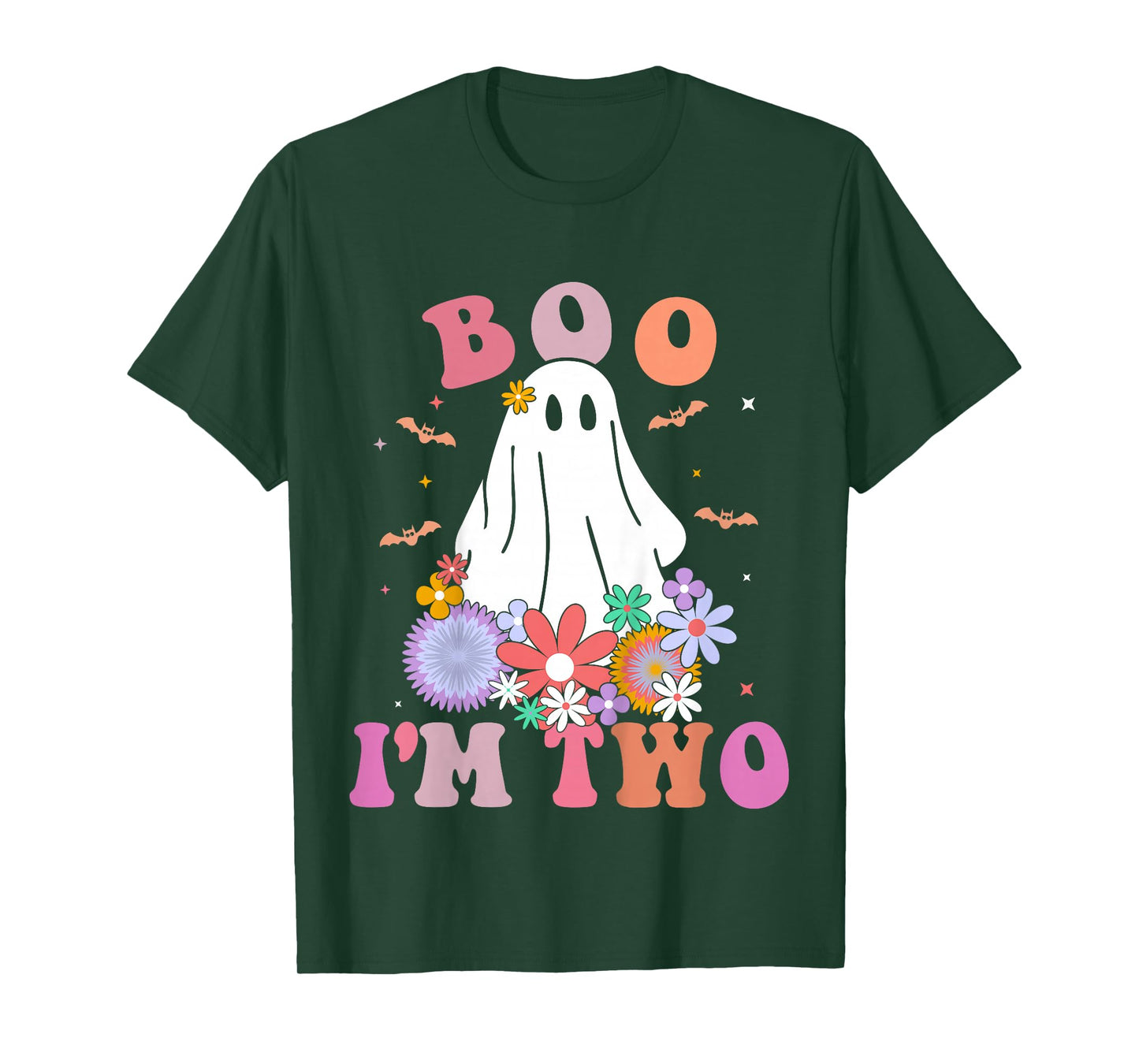 Kids Ghost Boo I'm Two Yr 2nd Birthday Kids Halloween Toddler T-Shirt