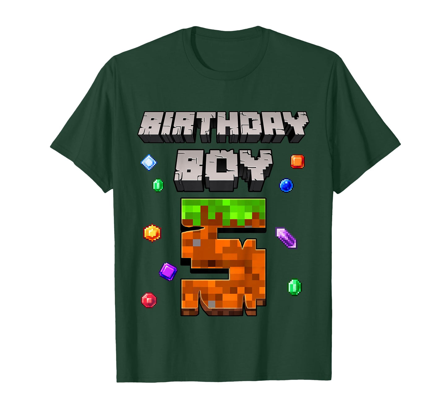 Kids 5th Birthday Boy 5 Video Gamer Pixel Number Five Bday Party T-Shirt