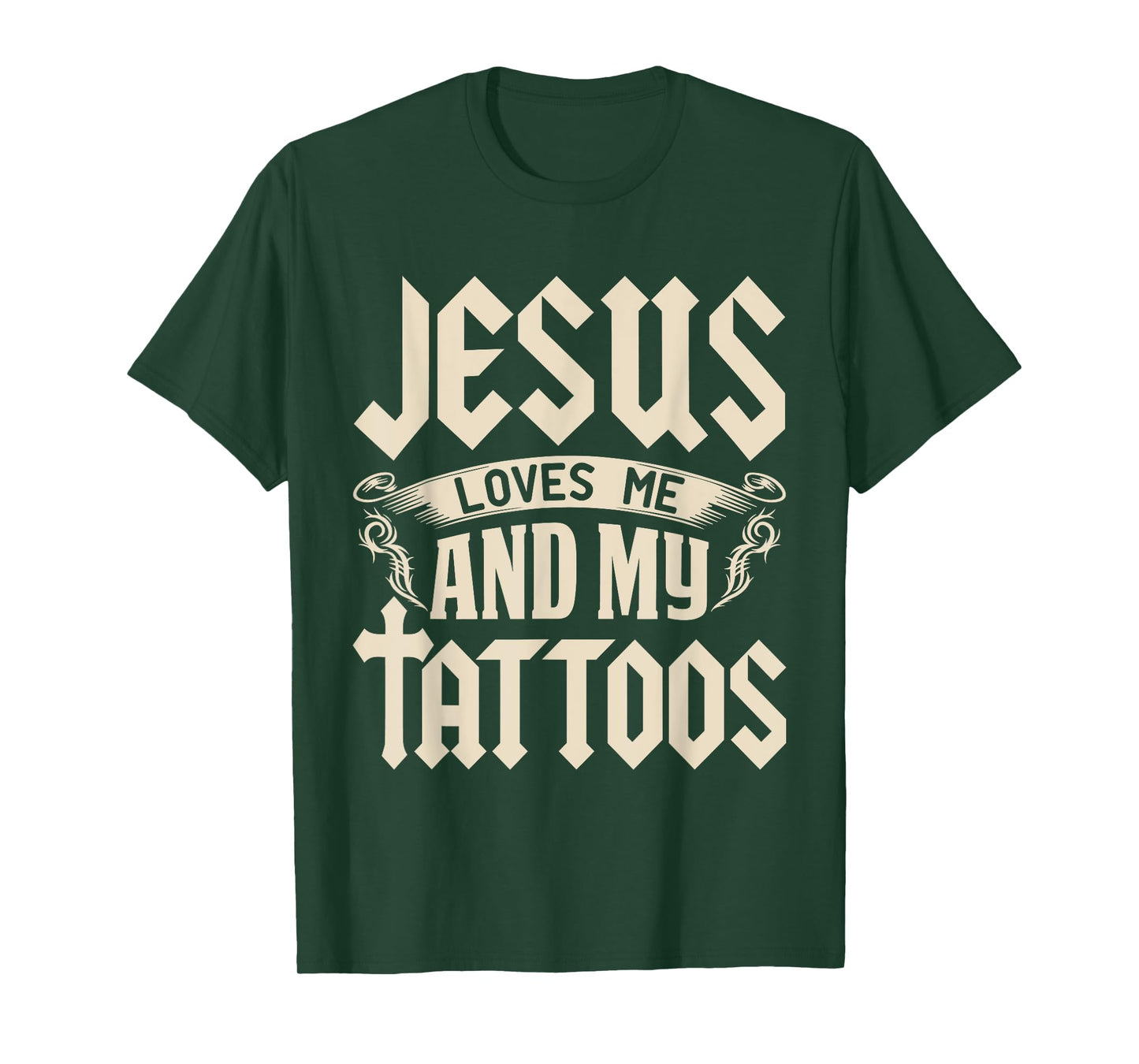 Jesus Loves Me And My Tattoos Inked Tattoo & T Shirt Design T-Shirt