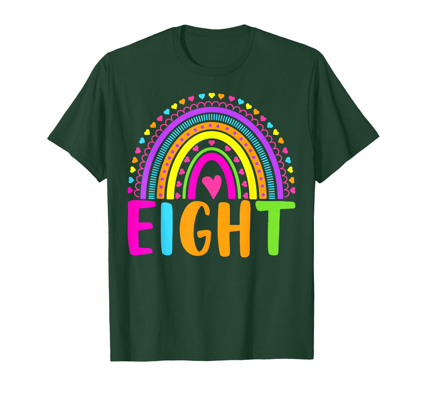 8th Birthday Shirt Girl 8 Year Old Girls Eight Rainbow Kids T-Shirt