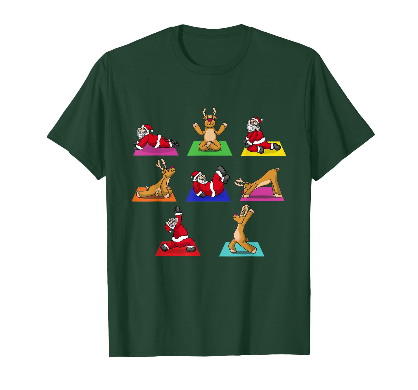 Reindeer Santa Claus Yoga Outfit Ladies Meditation Christmas T-Shirt