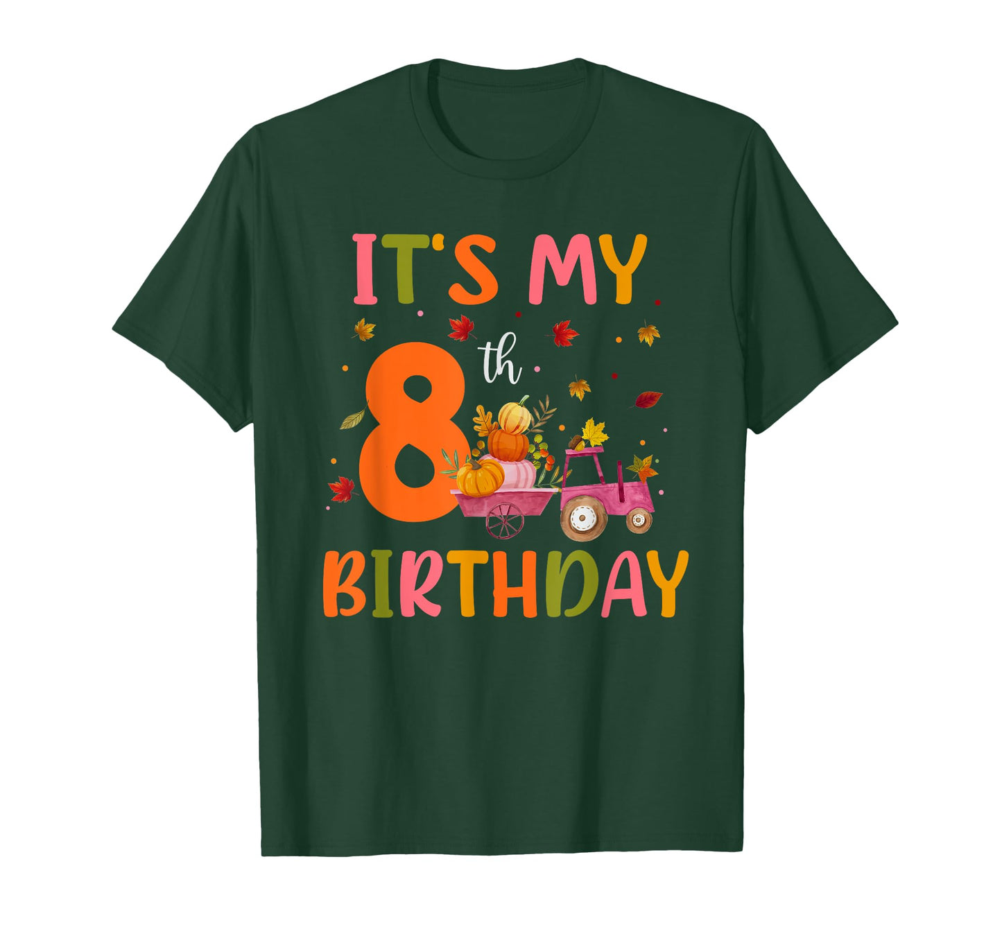 It's My 8th Birthday Pumpkin Season Thanksgiving 8 Year Old T-Shirt