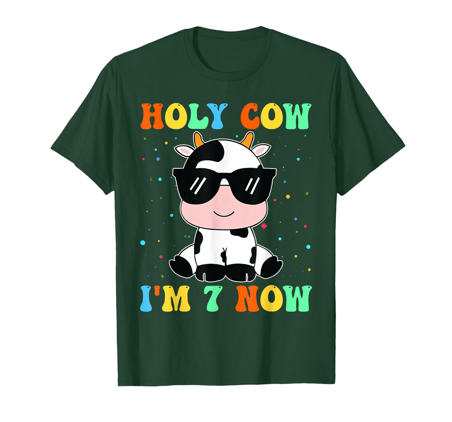 Kids Holy Cow I'm Two 7 Years Old 7th Birthday Boy Girl T-Shirt