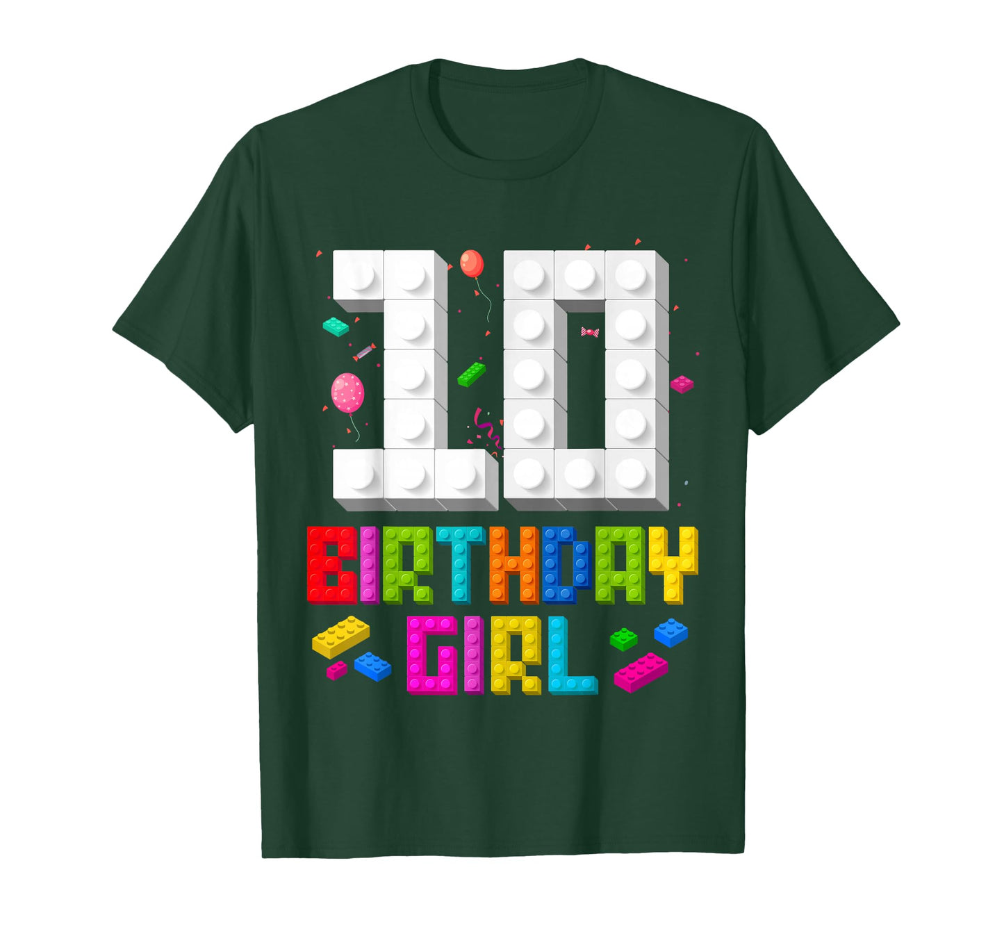 10th Birthday Girl Master Builder 10 Year Old Building Block T-Shirt