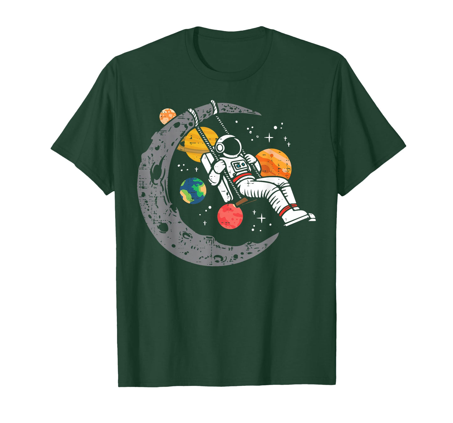 Astronaut Moon Swing Planets Space Galaxy Women Kids Men T-Shirt