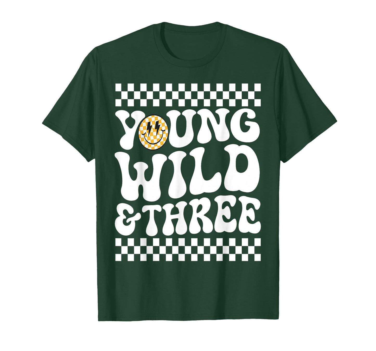 Kids Young Wild and Three 3rd Birthday Boy Happy Dude T-Shirt
