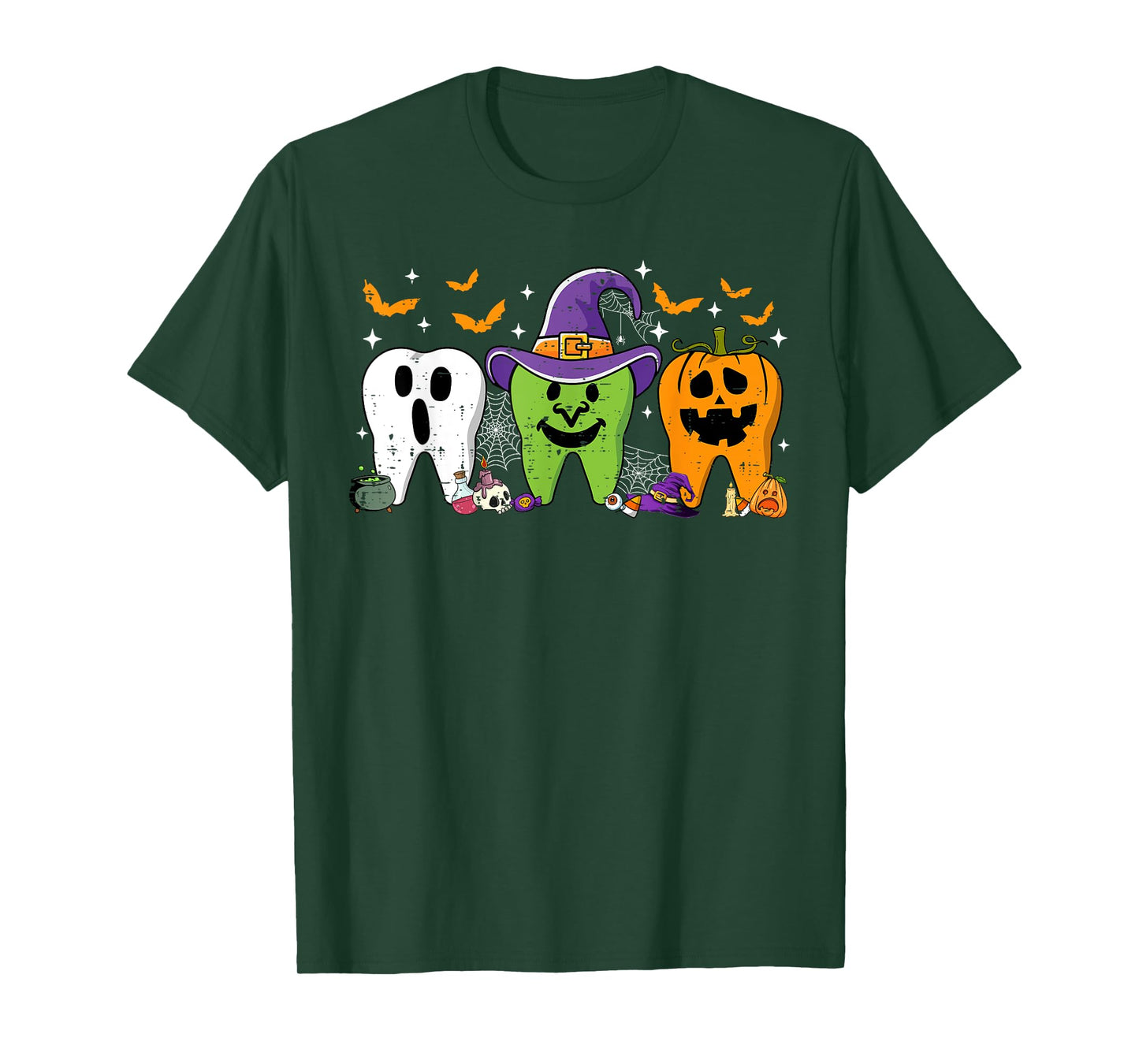 Cute Dental Halloween Dentist Teeth Ghost Pumpkin Witch T-Shirt
