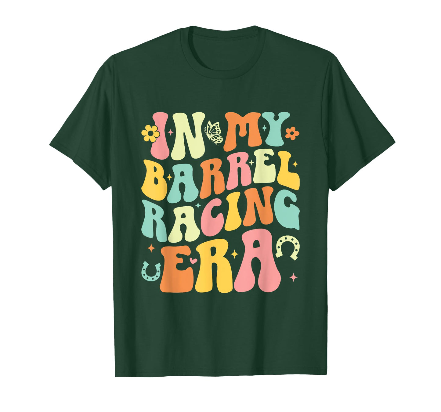 In My Barrel Racing Era Groovy Retro Cowgirl Barrel Racer T-Shirt