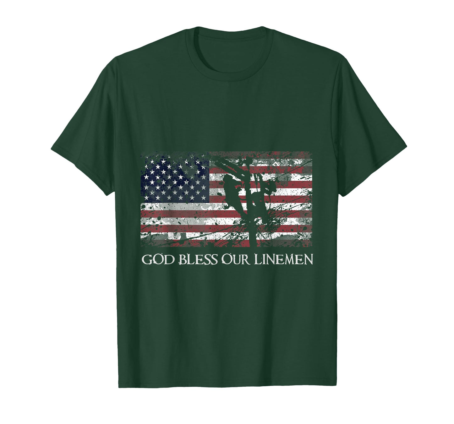 God Bless Our Linemen Cool American Lineman Flag T-Shirt