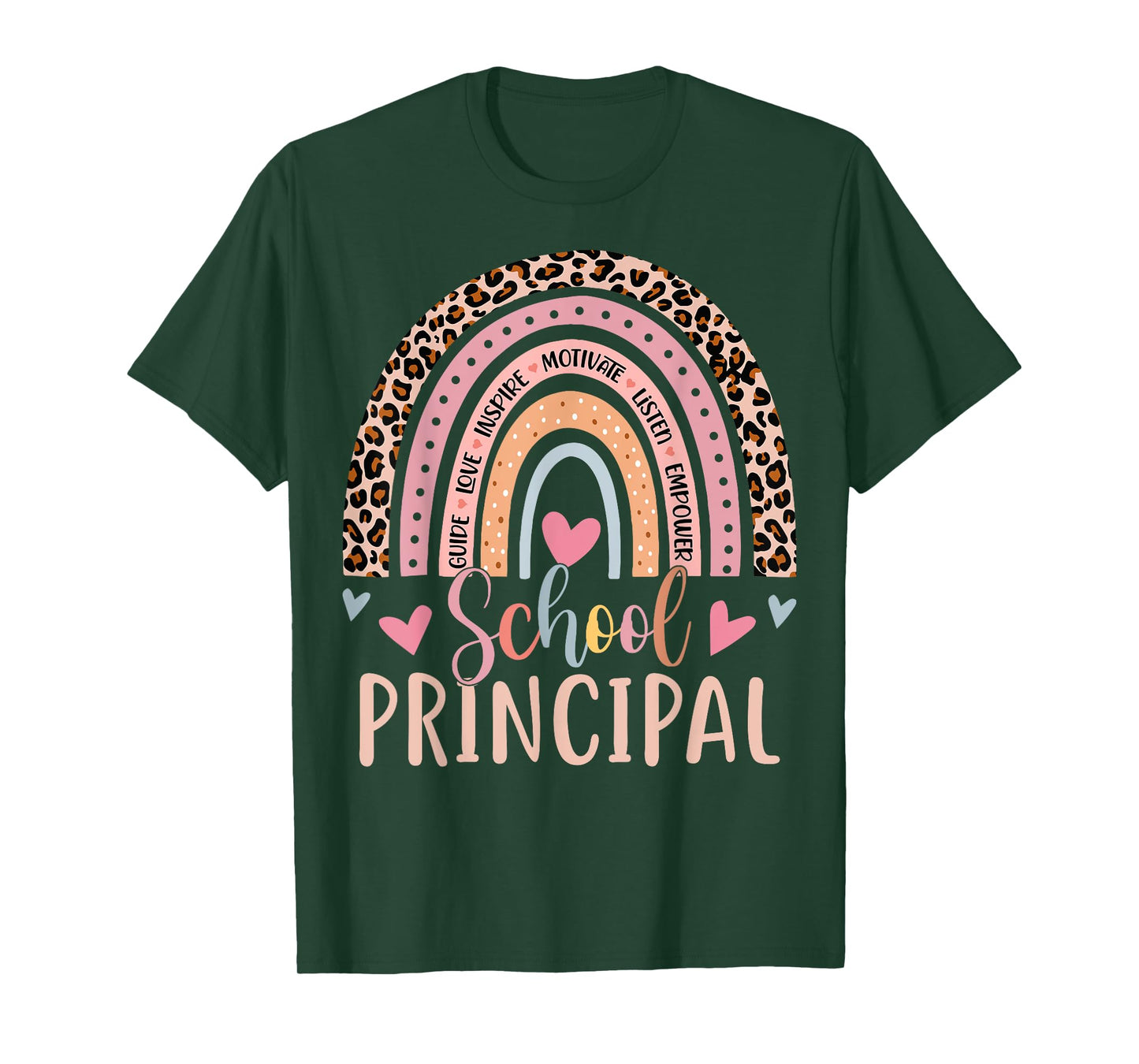 School Principal Rainbow Leopard Funny School Principal T-Shirt