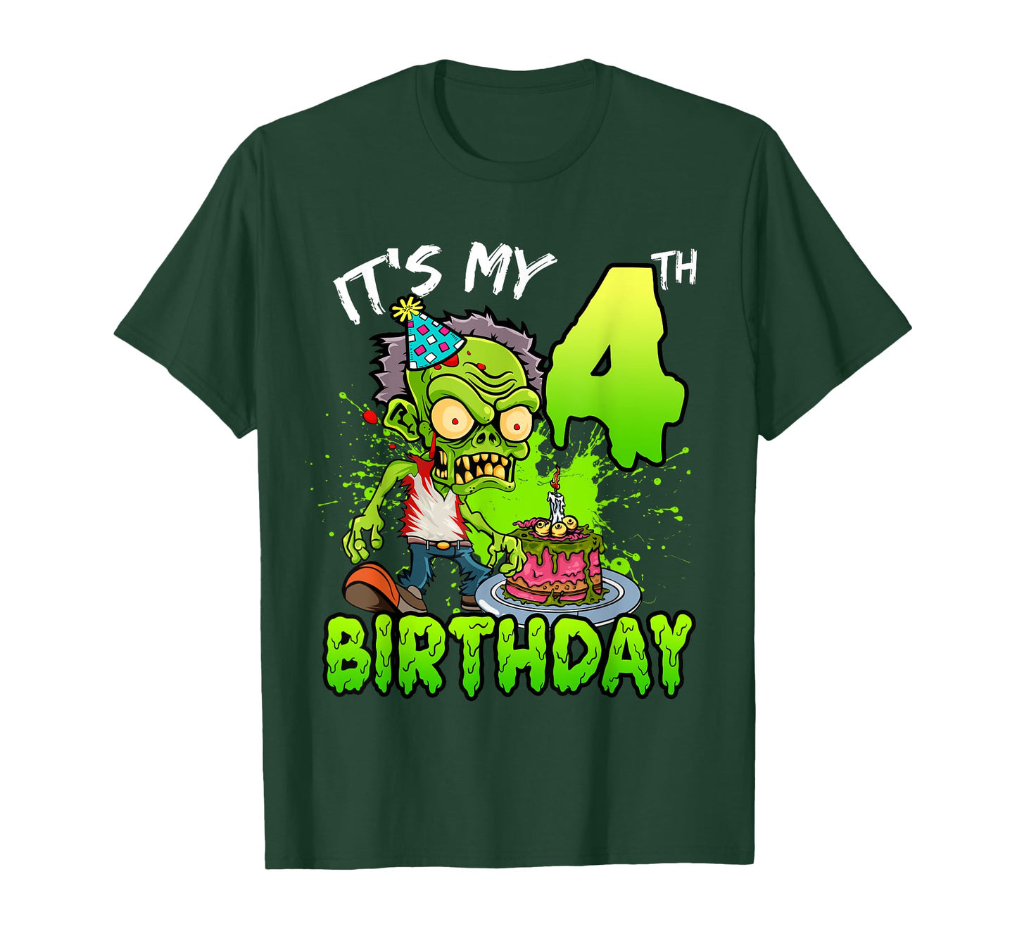 It's My 4th Birthday Zombie Lover 4 Year Old Boys Girls T-Shirt