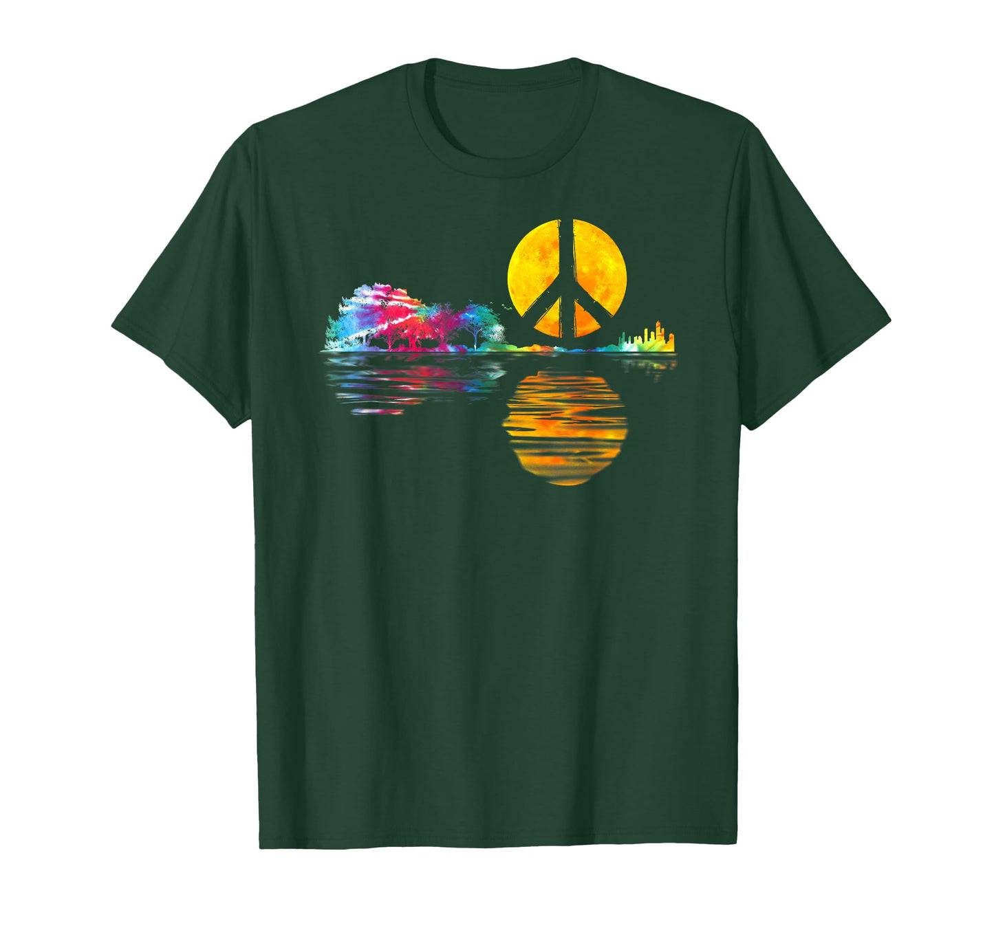 Hippie Guitar Moon I Guitarist Musician Peace Sign T-Shirt