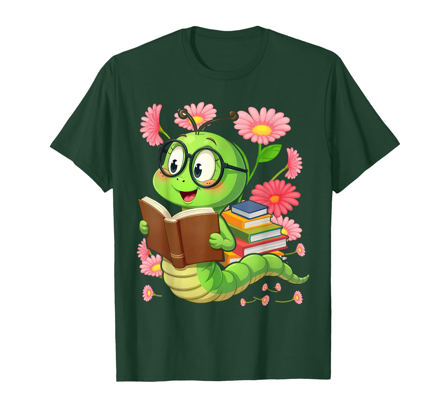 Book Worm Costume World Book Day Cute Kawaii Worm Reading T-Shirt