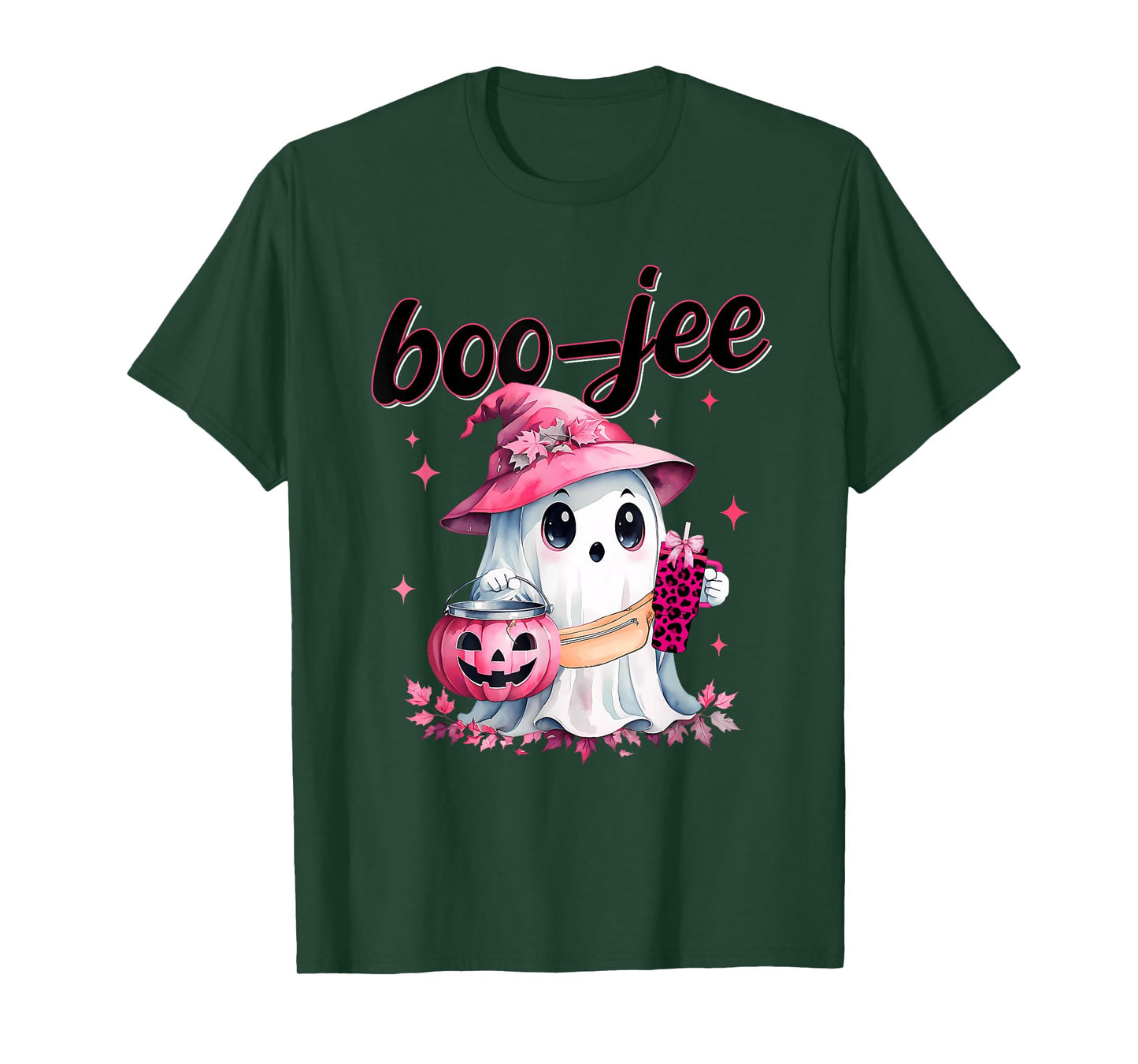 Boujee Boo Jee Spooky Ghost Pink Halloween Pumpkin Costumes T-Shirt