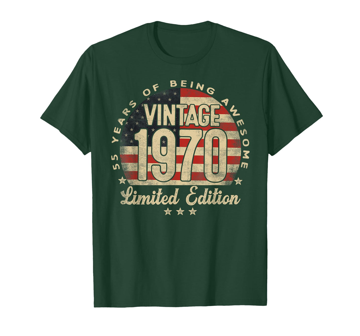 Vintage 1970 Limited Edition 55-Year-Old Gifts USA Flag T-Shirt