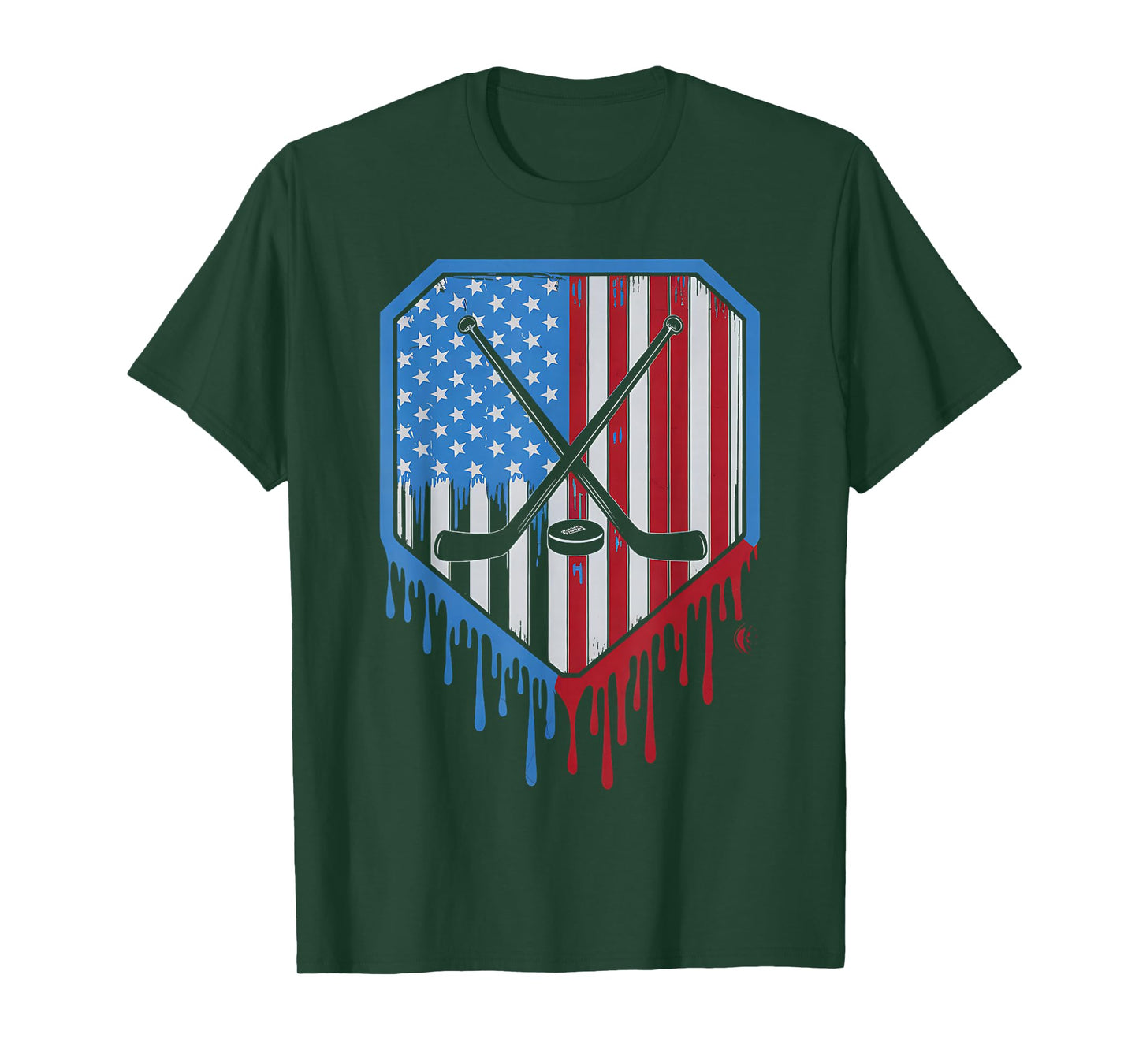 Funny Hockey Drip Boys Ice Cream Patriotic American Flag T-Shirt