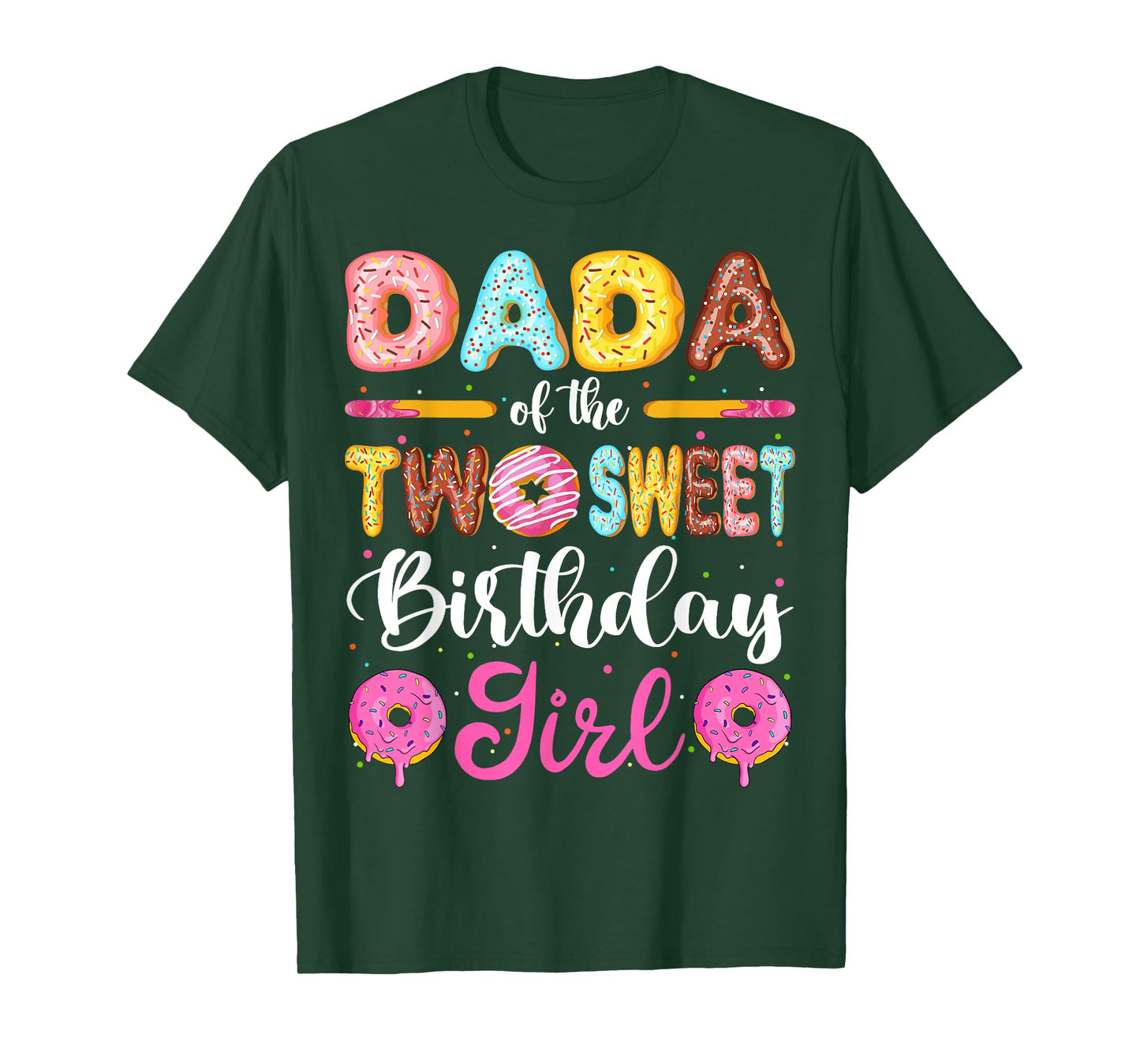 Dada Of The Two Sweet Birthday Girl Donut 2nd Birthday T-Shirt