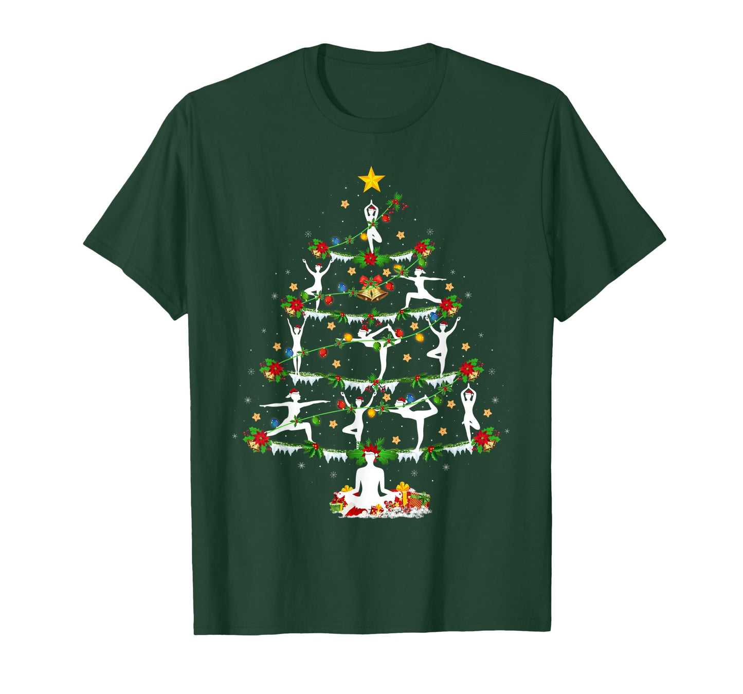 Yoga Lover Xmas Lighting Yoga Christmas Tree T-Shirt