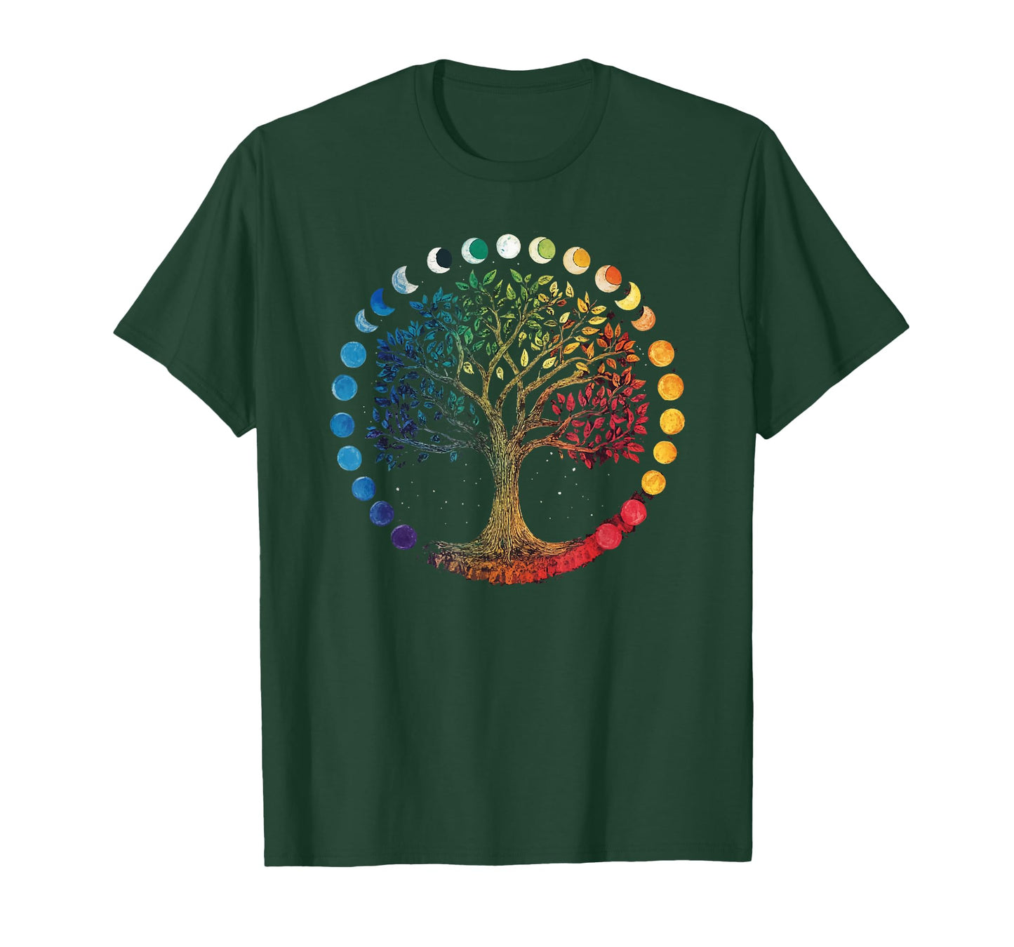 Phases Of The Moon Tree Chakra Yoga Yogi Meditation T-Shirt