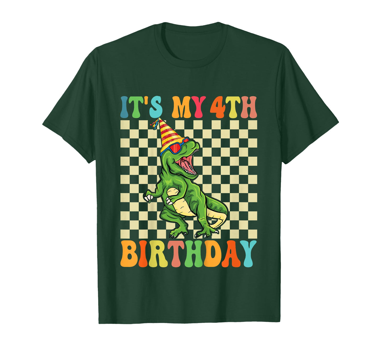 Kids 4 Year Old Gifts It's My 4th Birthday Boys Dinosaur T Rex T-Shirt