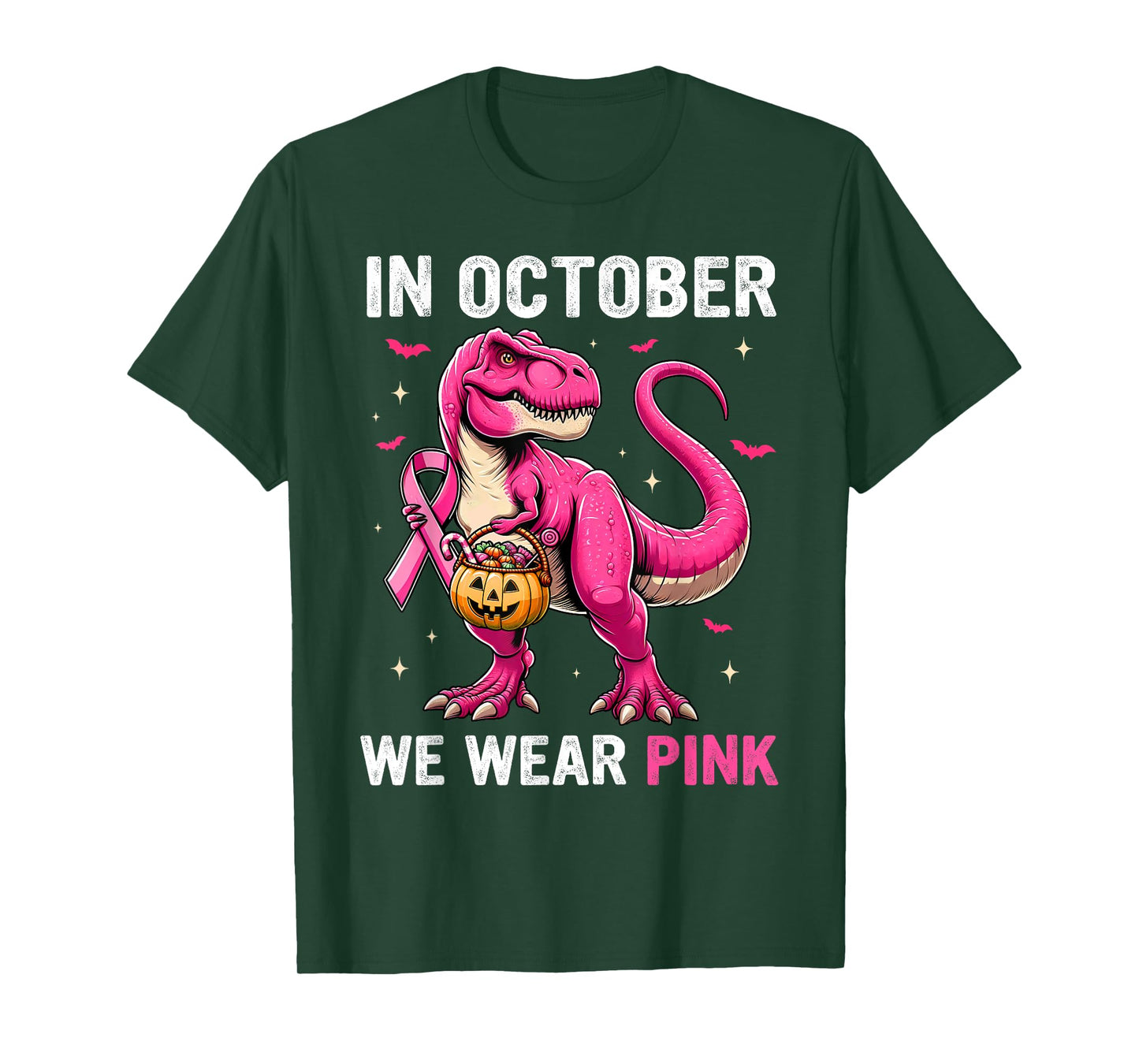 In October We Wear Pink Dinosaur Boys Kids Breast Cancer T-Shirt