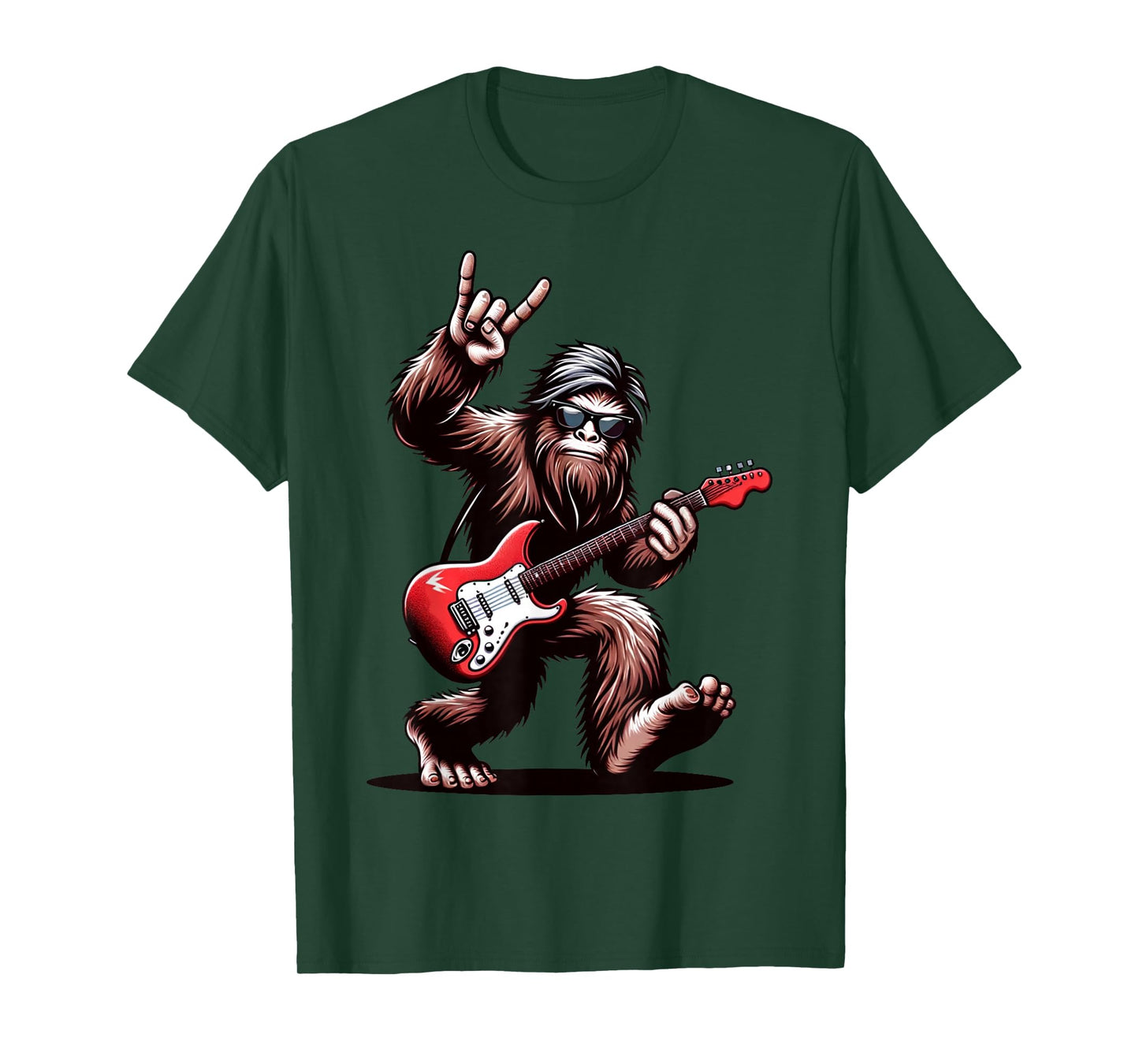 Bigfoot Rock On Sasquatch Rock And Roll Playing Guitar Music T-Shirt