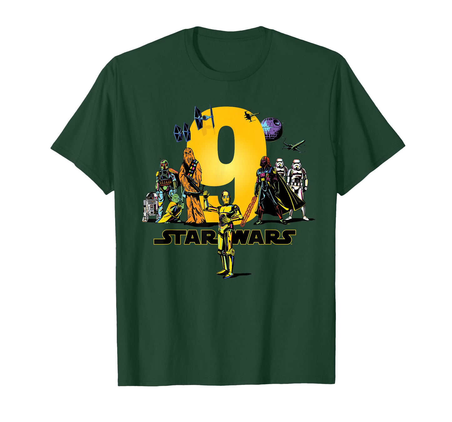 Star Wars Classic Characters Ninth Birthday 9 Years Old T-Shirt