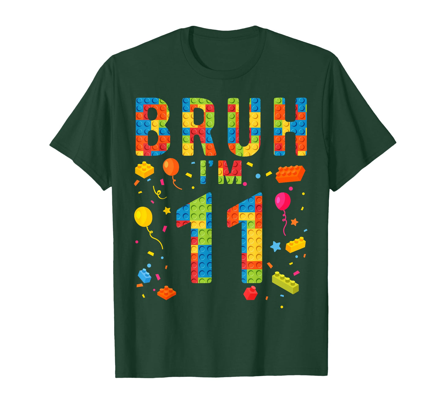 11 Year Old Building Blocks Bruh 11th Birthday Boy T-Shirt