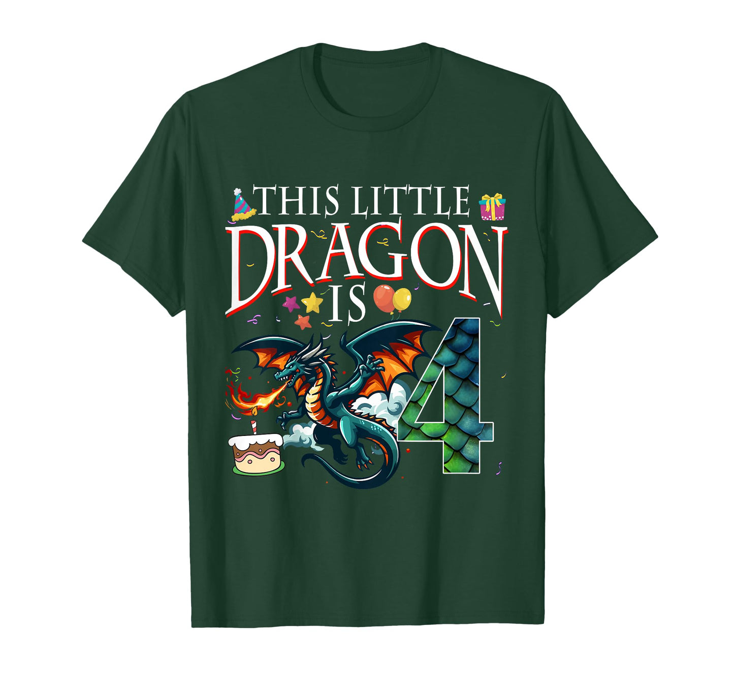 Turning 4 Years Old Birthday Boy Dragon 4th Bday Girl T-Shirt
