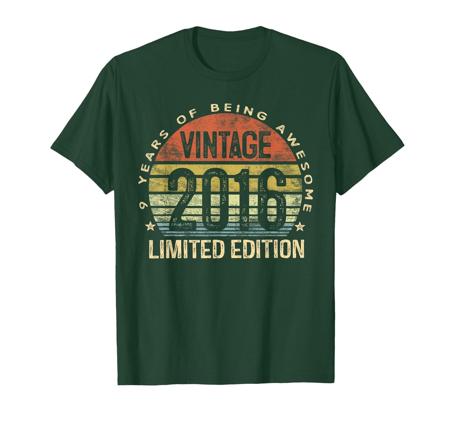 Vintage 2016 Limited Edition 9-Year-Old Gifts 9th Birthday T-Shirt