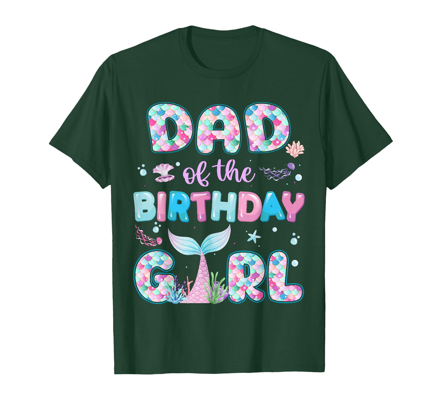 Dad Of The Birthday Mermaid Girl Family Matching Party T-Shirt