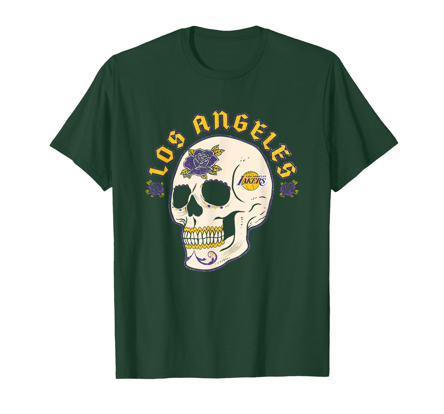 NBA Los Angeles Lakers Halloween Floral Skull T-Shirt