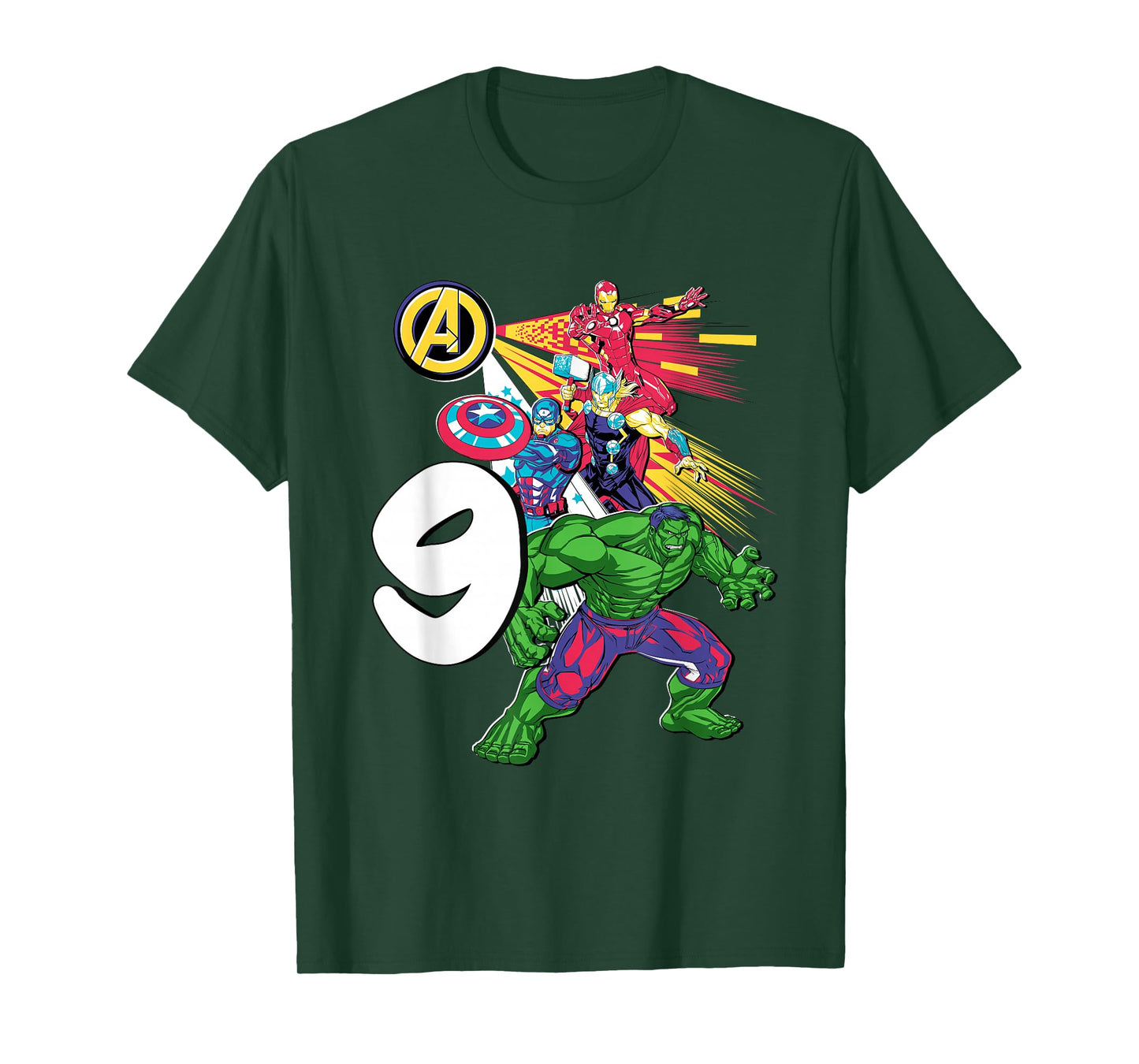 Marvel Super Heroes Avengers 9 Year Old Ninth Birthday T-Shirt