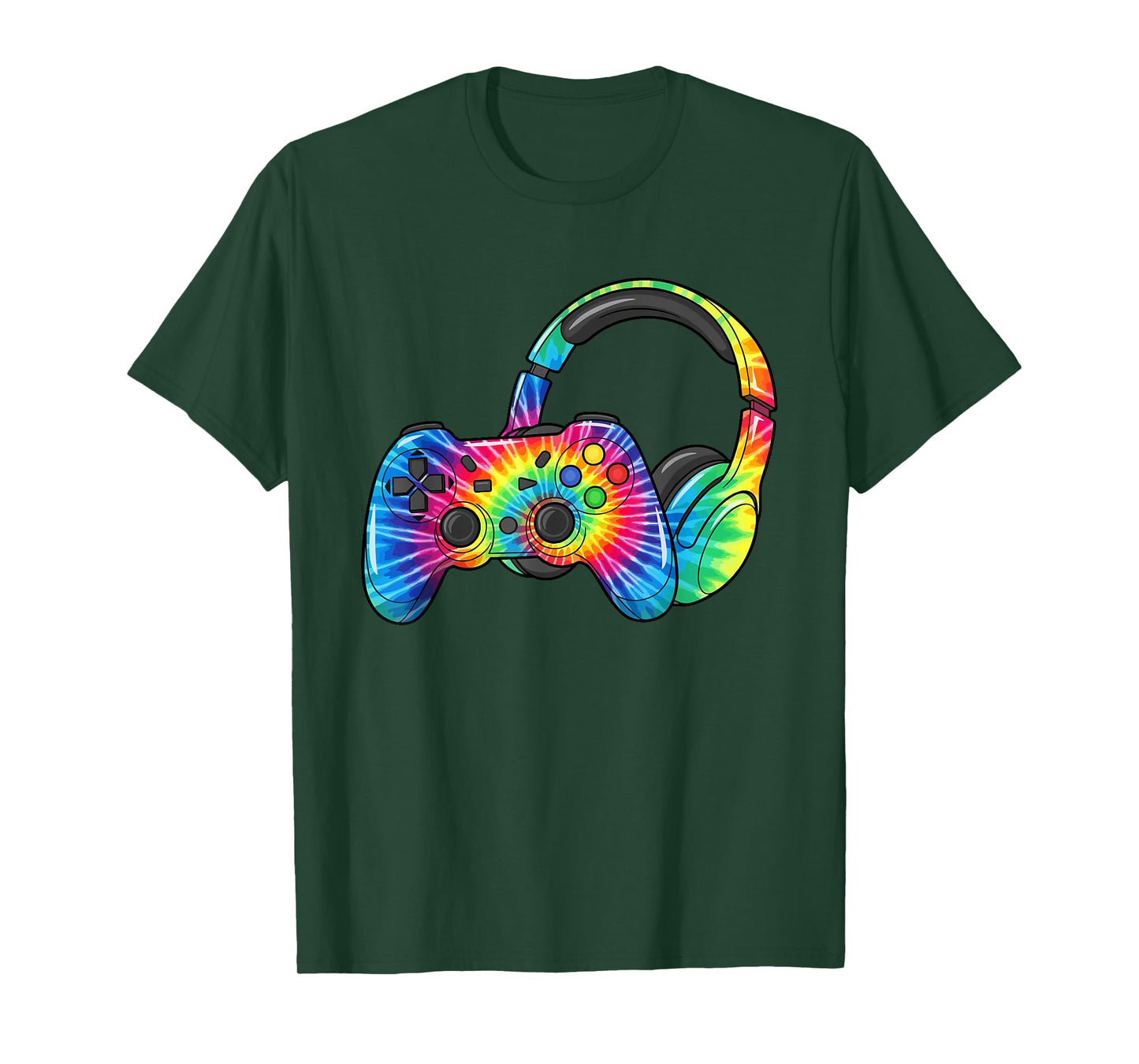 Tie Dye Gaming Headset Controller Video Games Gamer T-Shirt