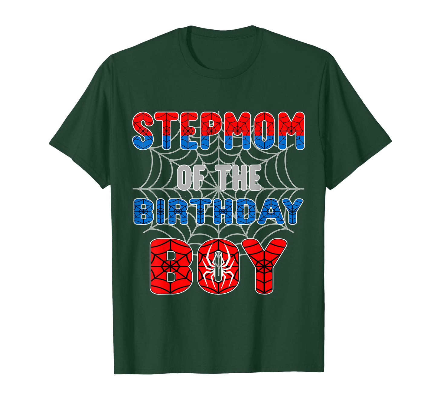 Spider Web Birthday Party Stepmom of The Birthday Boy T-Shirt