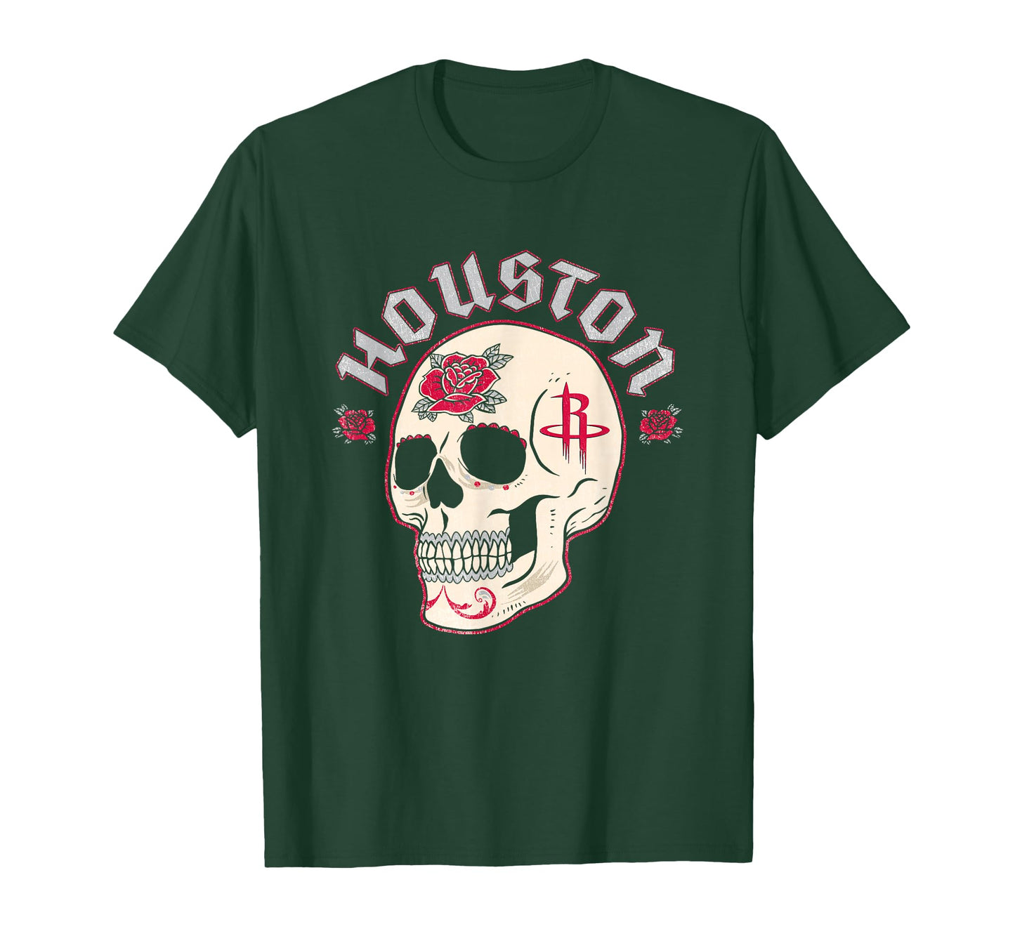 NBA Houston Rockets Halloween Floral Skull T-Shirt