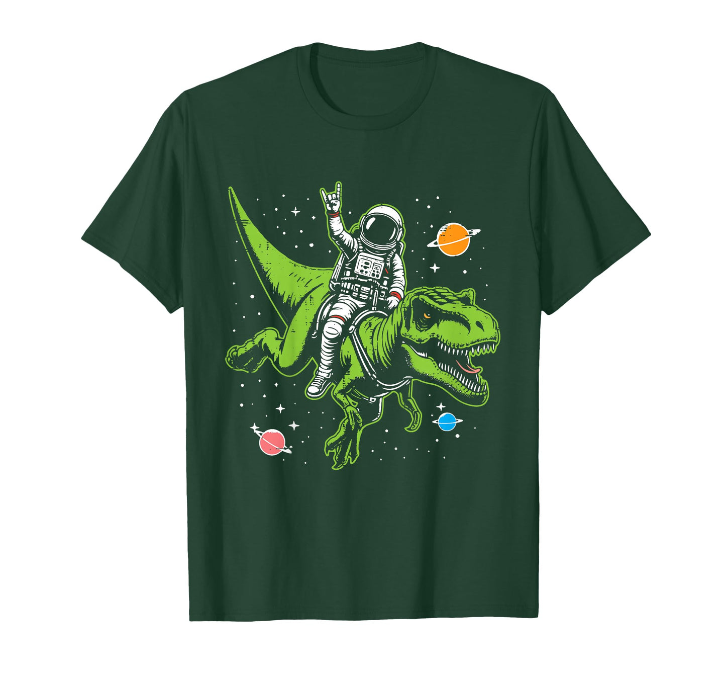 Kids Astronaut On Dino Trex Rock Space Rocker Boys Kids Toddler T-Shirt