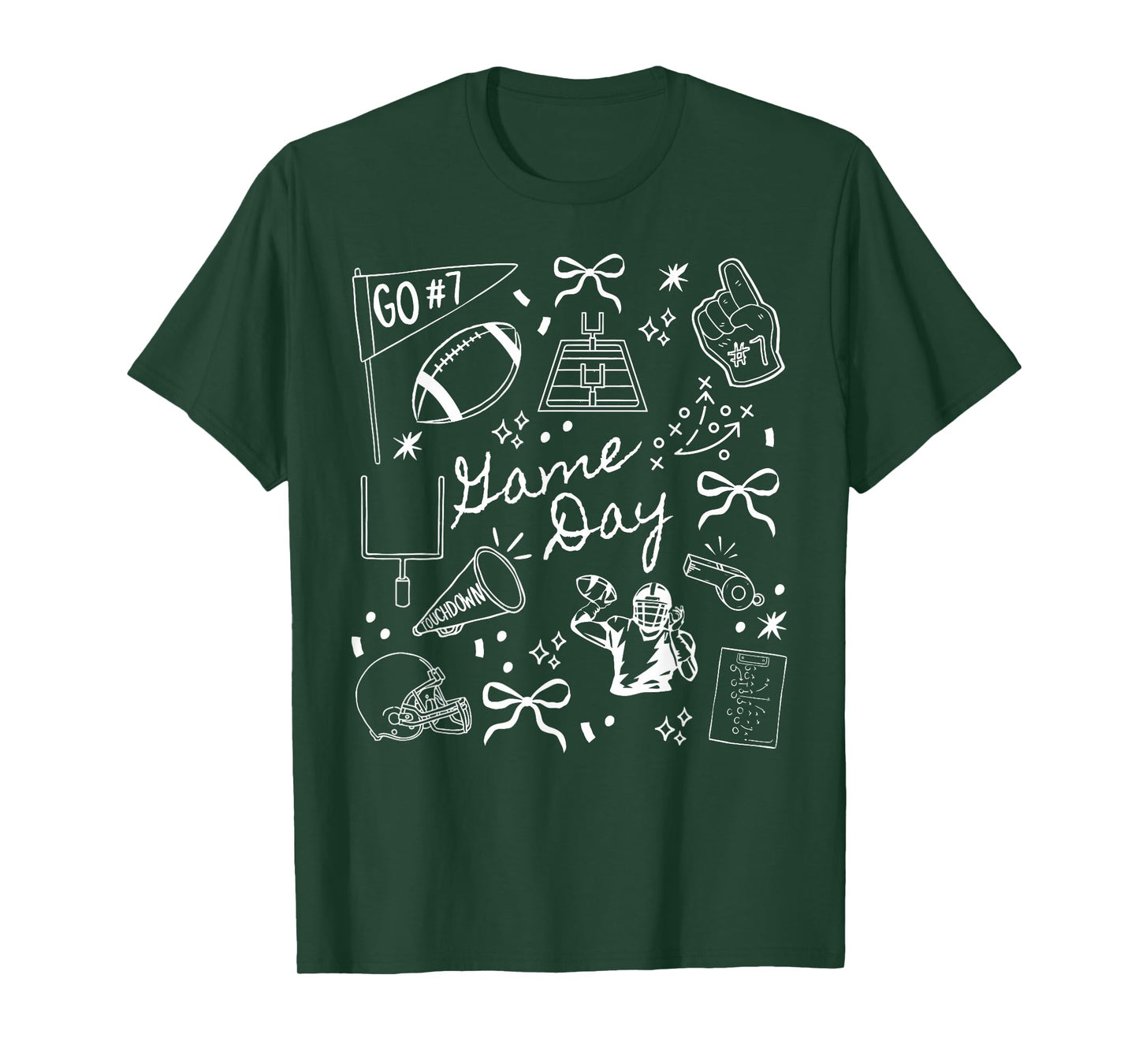 Touchdown Cheer American Football Game Day Coquette Bow T-Shirt