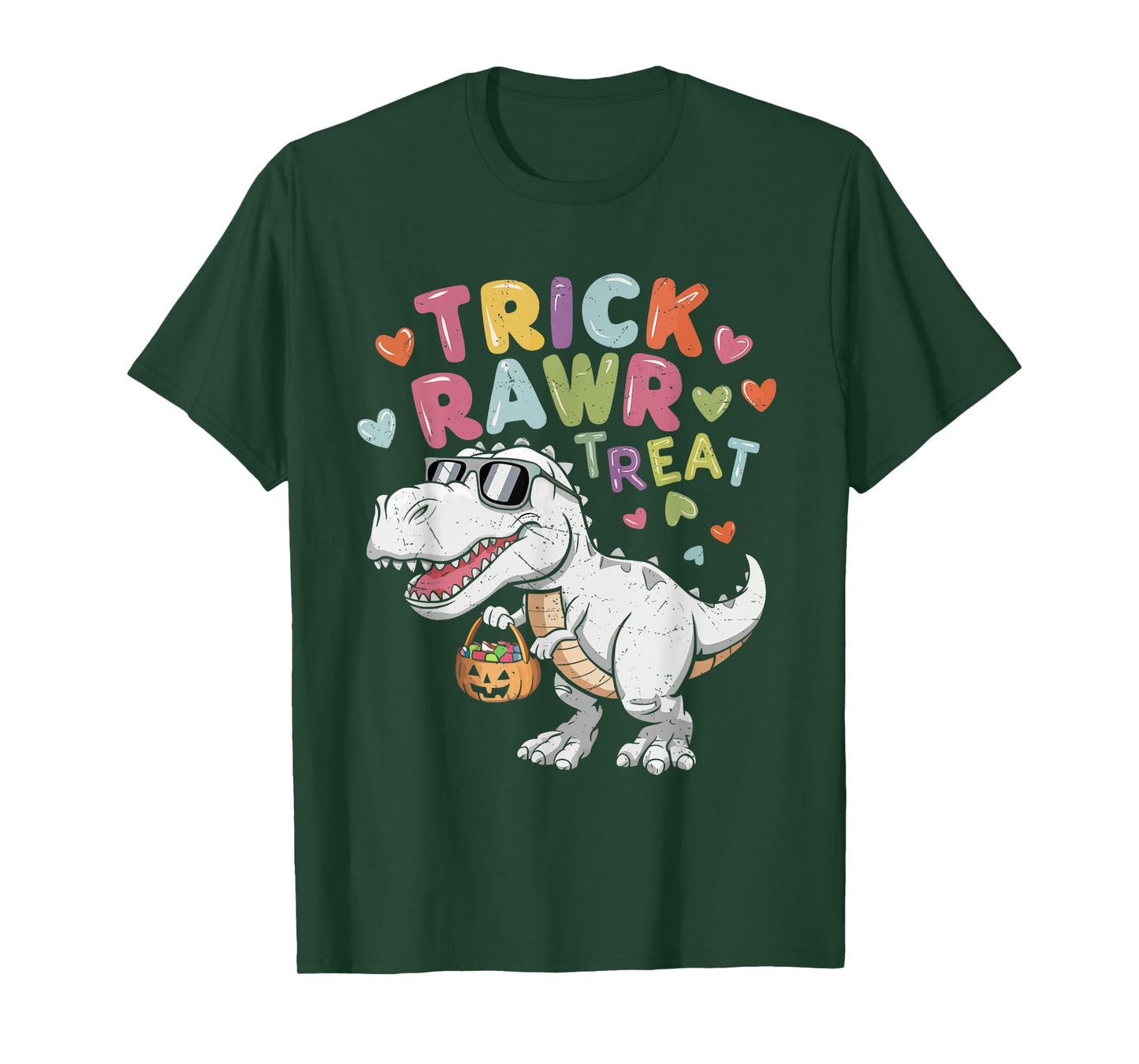Trick Rawr Treat Ghost Dino Trex Toddler Boys Halloween Kids T-Shirt