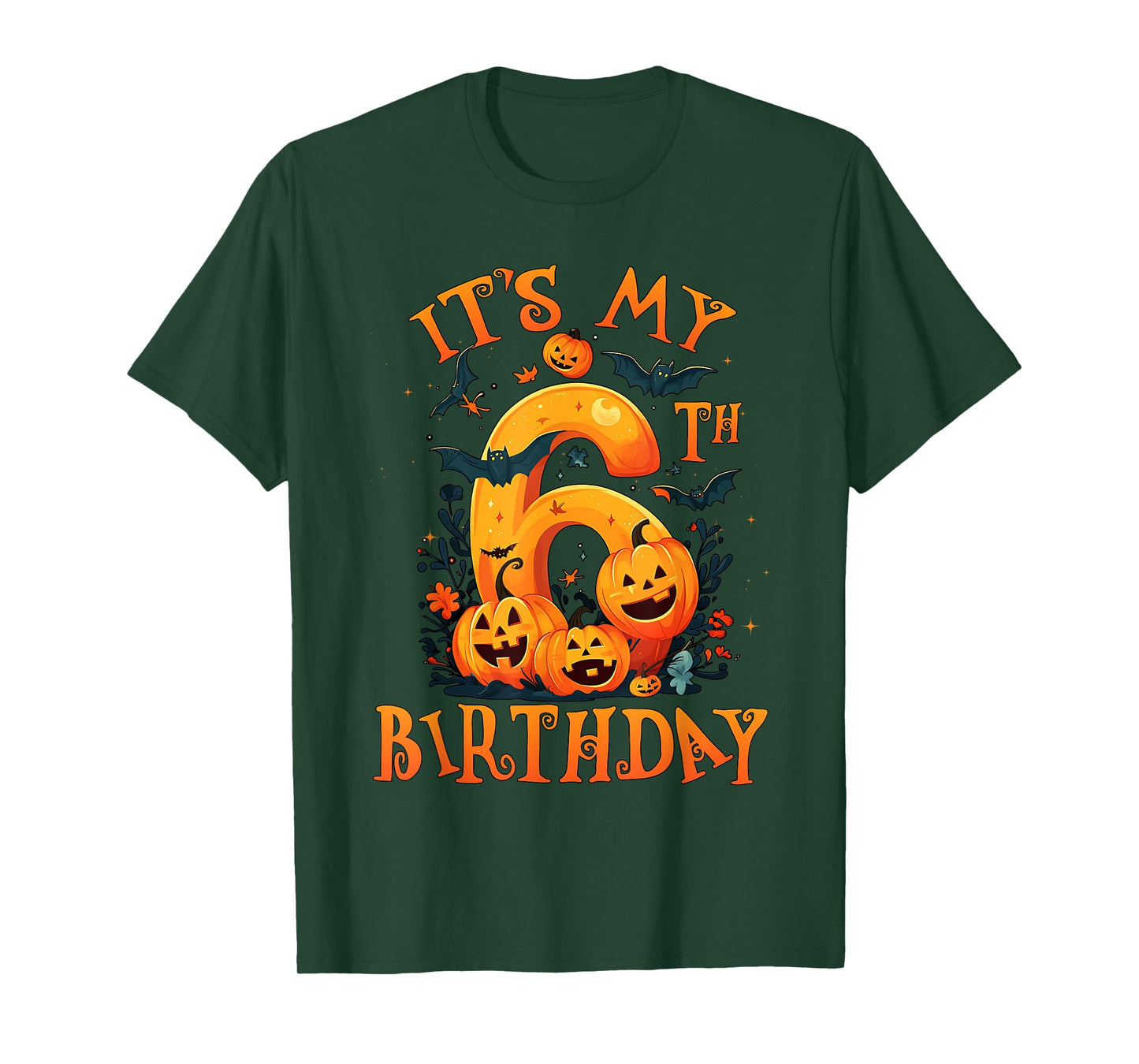 Boo It's My 6th Birthday Halloween Pumpkin 6 Years Old T-Shirt