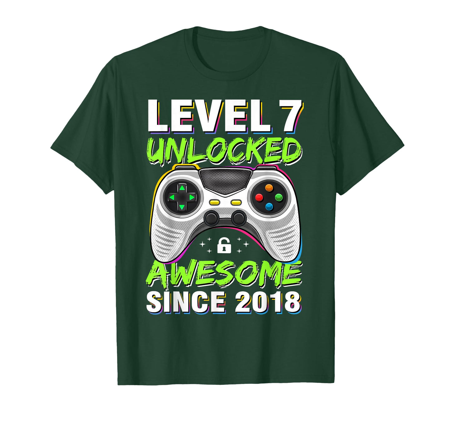 Level 7 Unlocked Awesome Since 2018 7th Birthday Gaming Boys T-Shirt