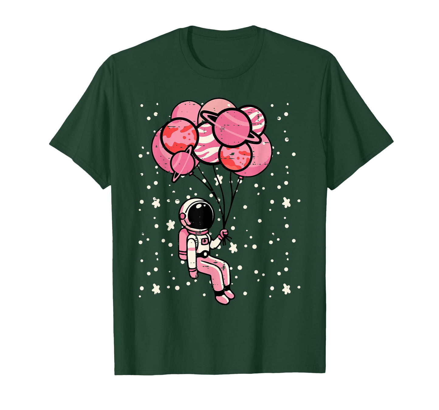 Astronaut Balloon Planets Space Galaxy Girls Kids Toddler T-Shirt