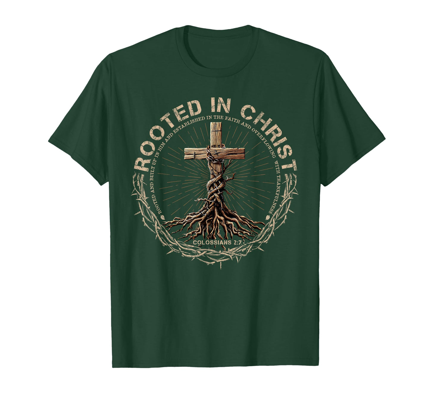 Rooted in Christ Shirt, Jesus Shirt, Vintage Cross Christian T-Shirt