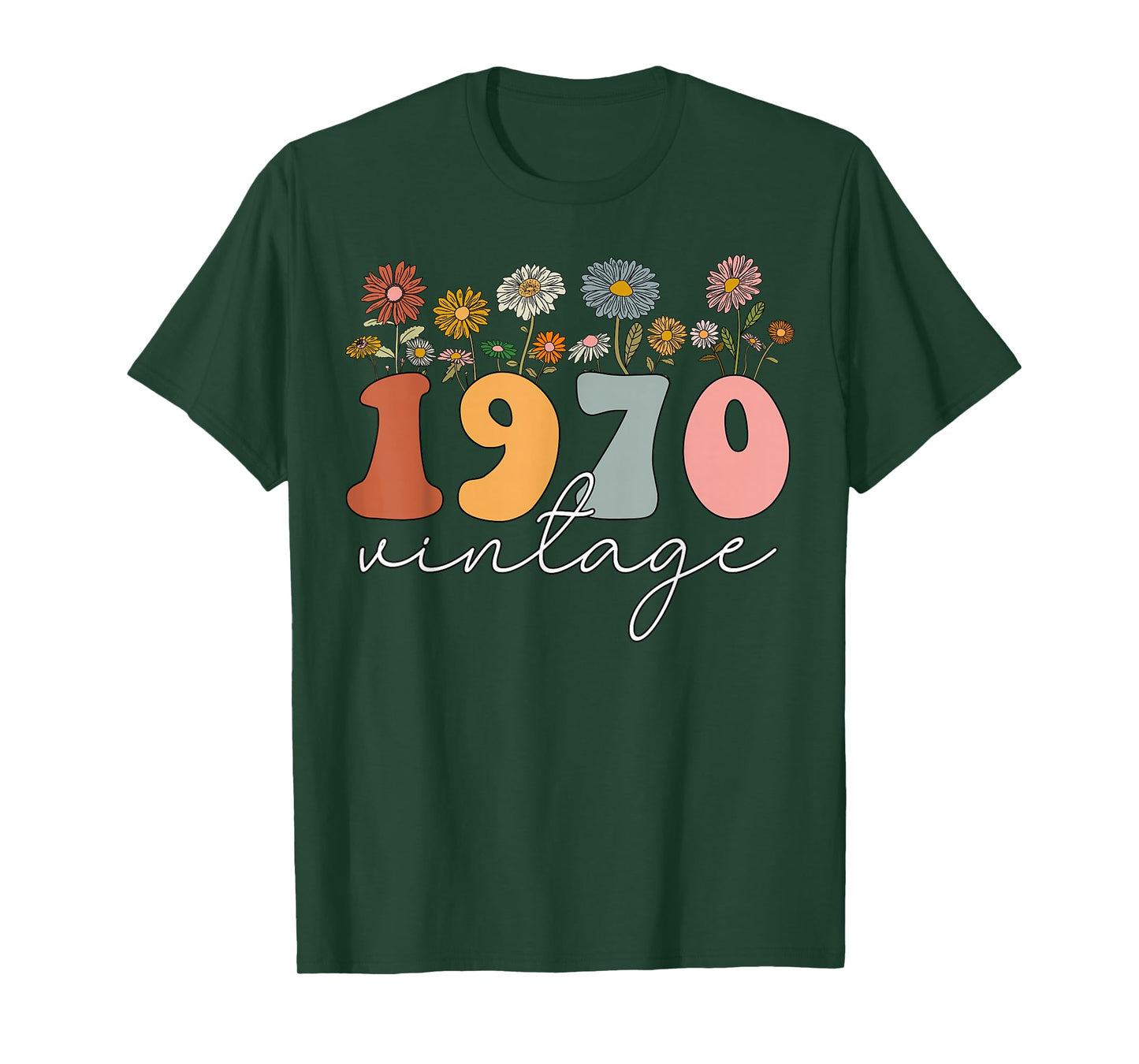 Vintage 1970 Wildflower Floral 55th Birthday Women Girls T-Shirt