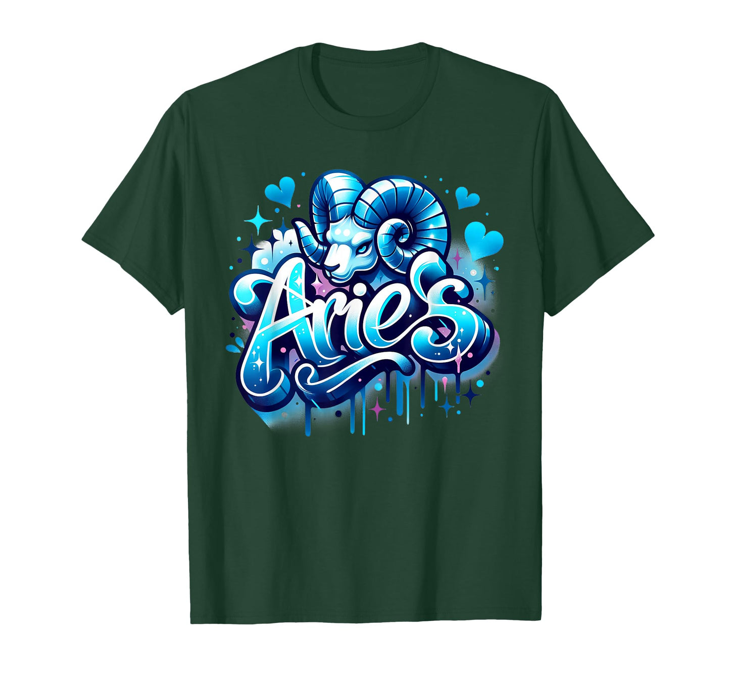 Blue Aries Zodiac Star Sign T-Shirt