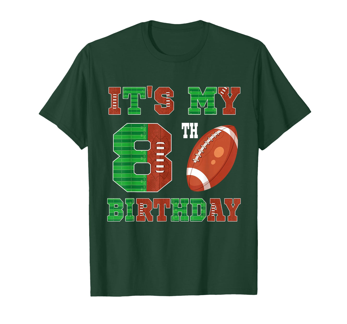 8th Birthday Football Theme 8 Year Old Football Player T-Shirt
